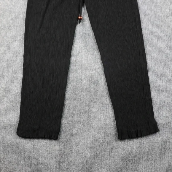 Laura Gayle Pants Womens Petite Small Black Crinkle Pleated Drawstring Waist - Picture 3 of 9